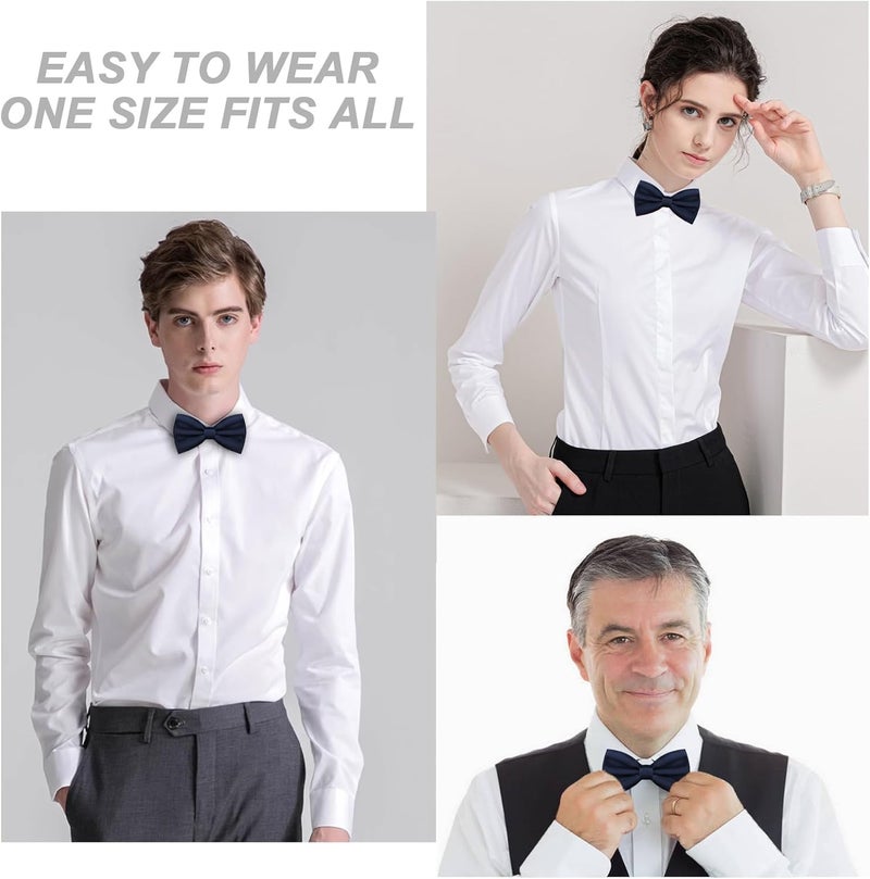 WOXVM Men's Bow Ties Solid Color Pre-Tied Bow Tie Satin Formal Tuxedo Bowtie Adjustable Neck Bowtie for Men Wedding Party - Image 5